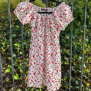 Floral white off the shoulder mini dress small